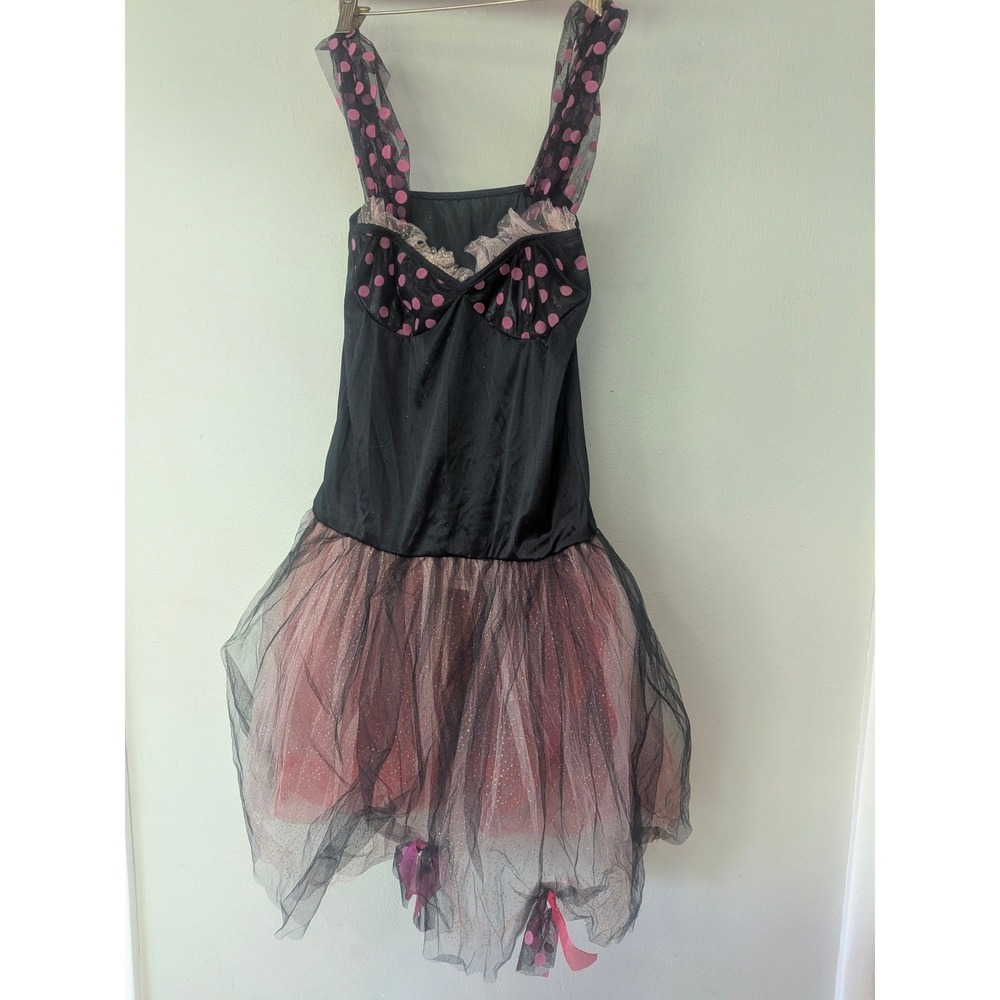Rubie's Women Black Pink Polka Dot Tulle Tutu Halloween Costume Dress
